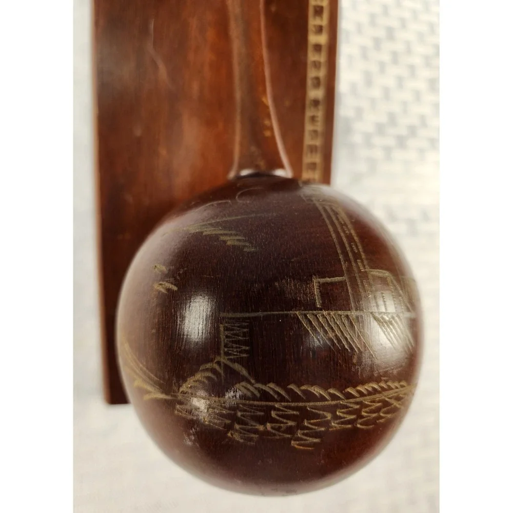 Vintage Wooden Herrera Cuba Souvenir Bookend Wood Maraca Music
